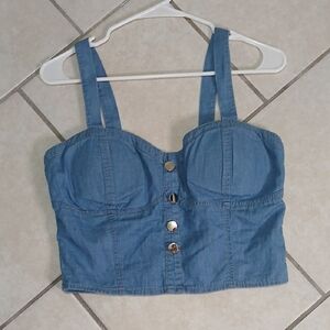 🍍HAUTE MONDE Women's Denim Cropped Top